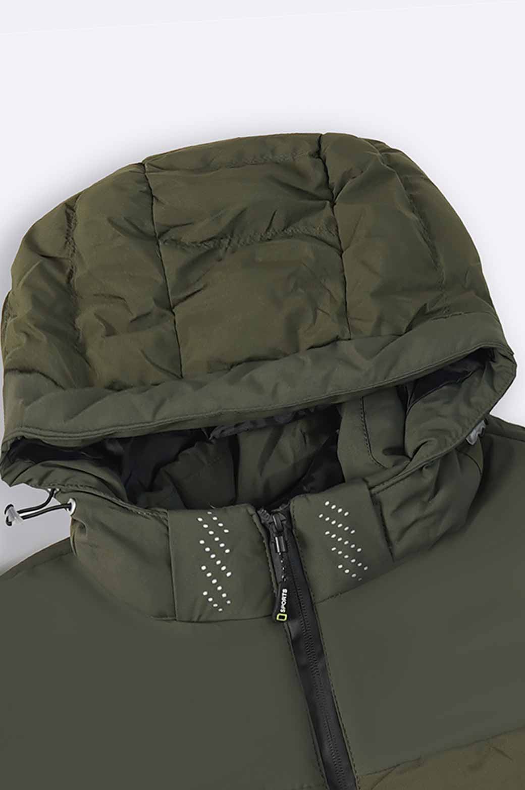 ARMY GREEN HOODED PUFFER JACKET