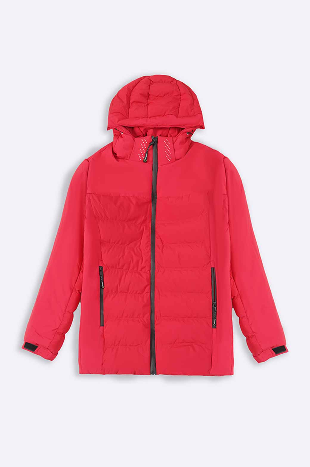 RED HOODED PUFFER JACKET