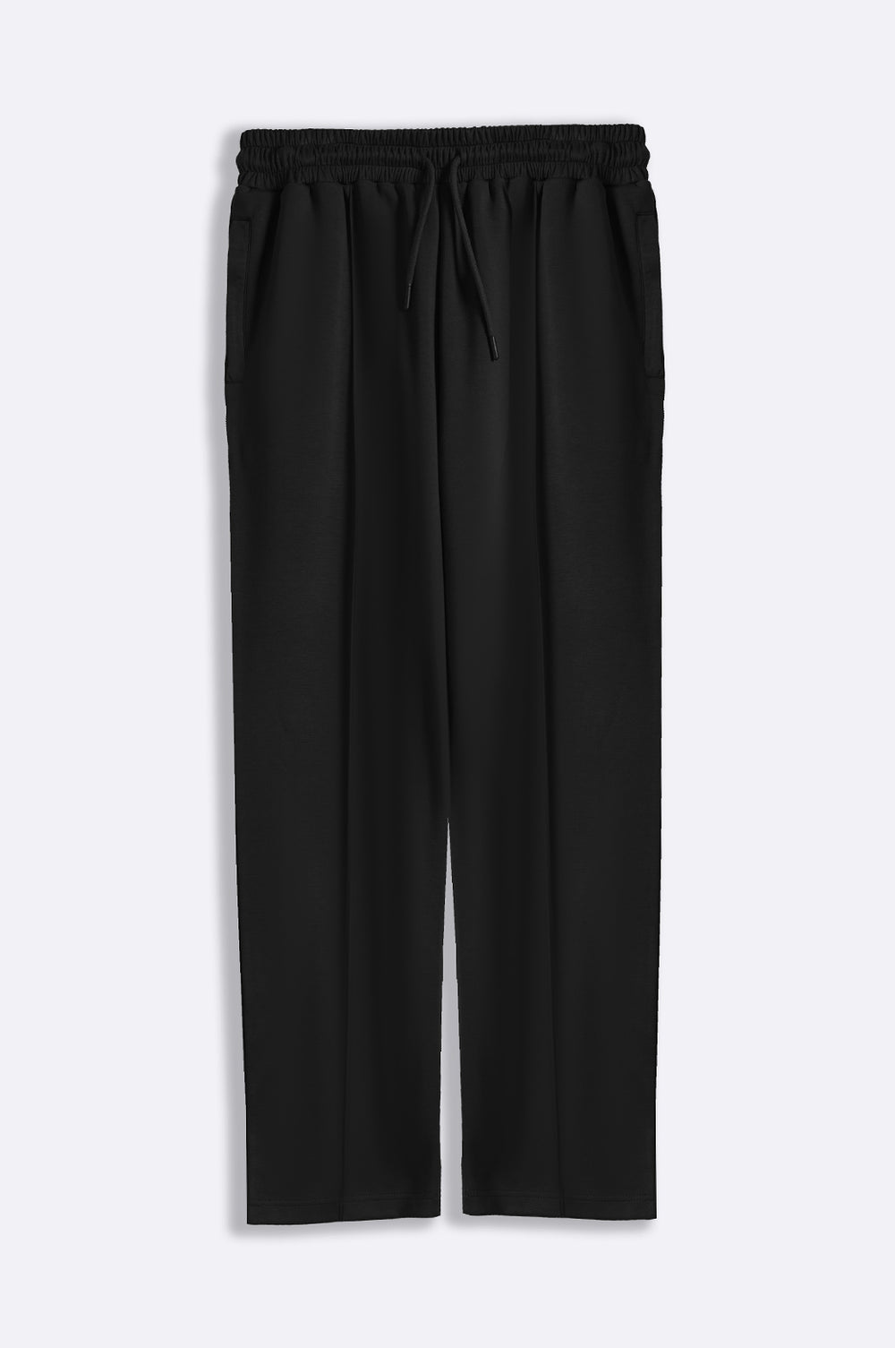 BLACK STRAIGHT KNITTED PANTS