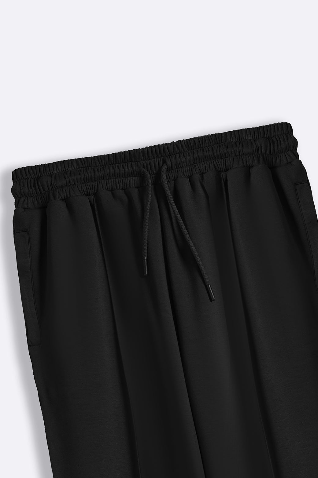 BLACK STRAIGHT KNITTED PANTS