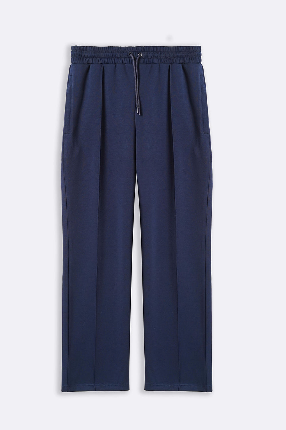 NAVY STRAIGHT KNITTED PANTS