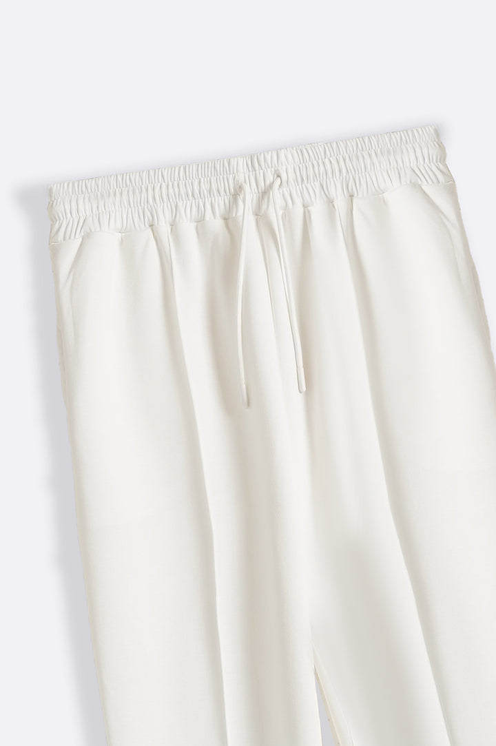 WHITE STRAIGHT KNITTED PANTS