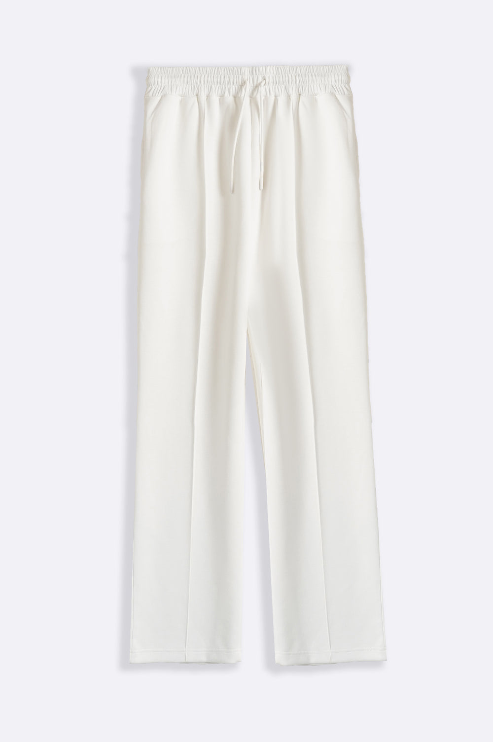 WHITE STRAIGHT KNITTED PANTS