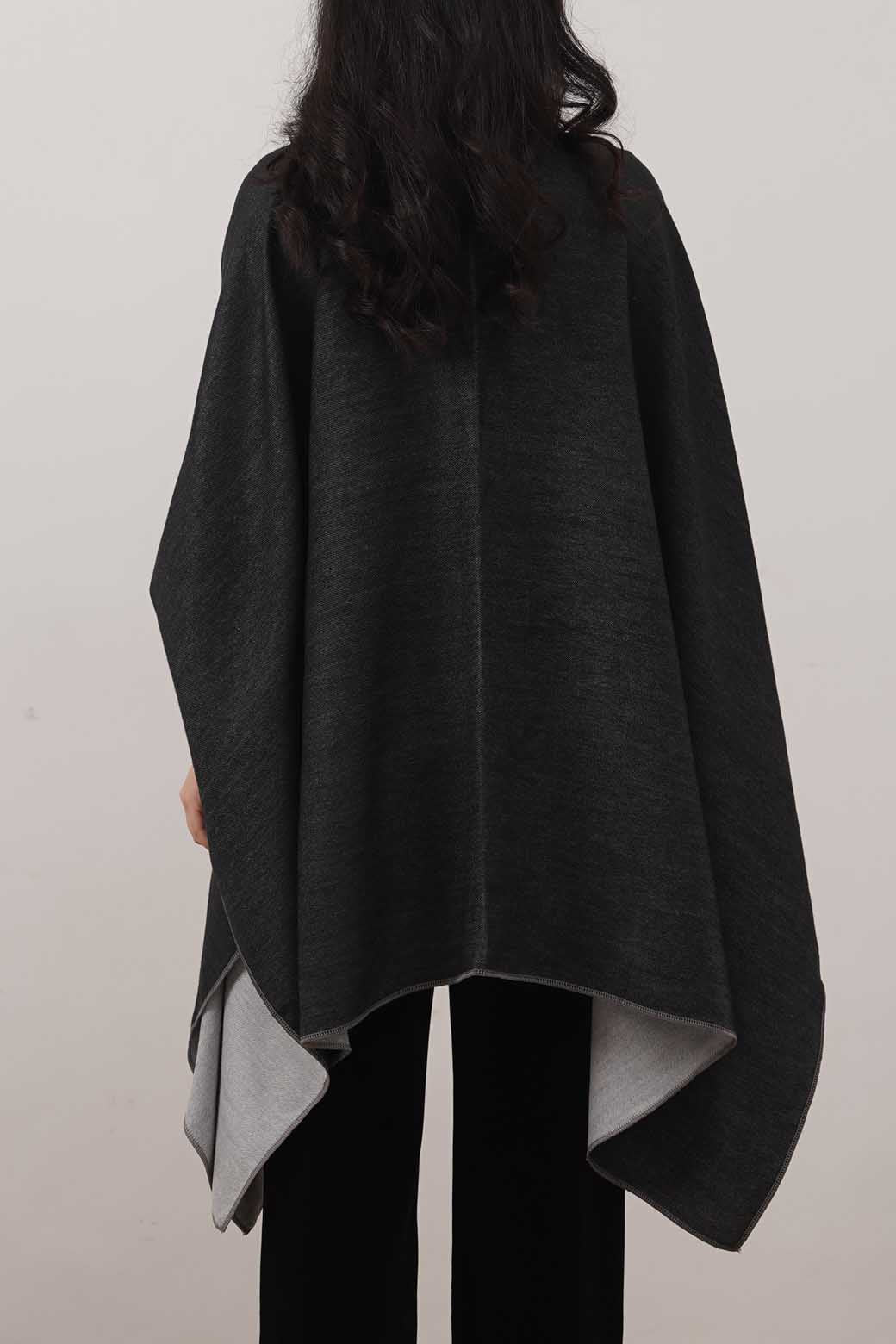 BLACK TWO TONE CAPE SHAWL