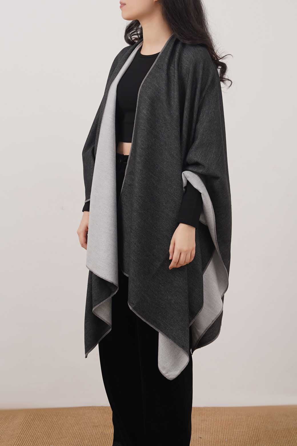 BLACK TWO TONE CAPE SHAWL