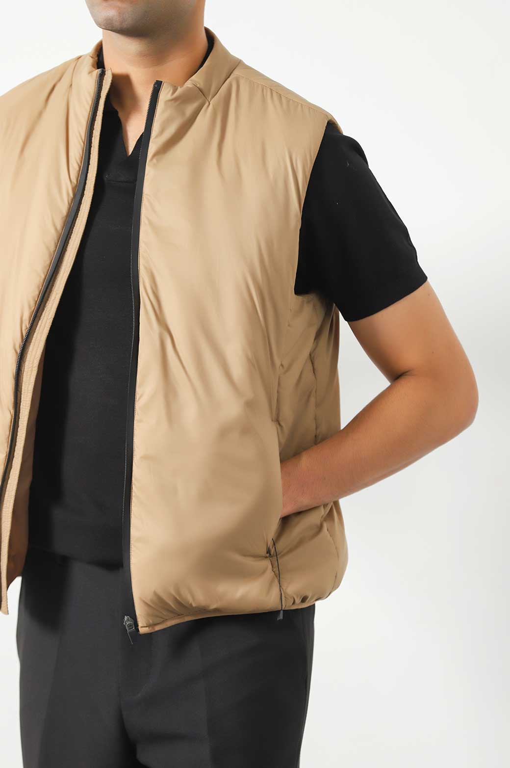 KHAKI LIGHTWEIGHT QUILTED GILET