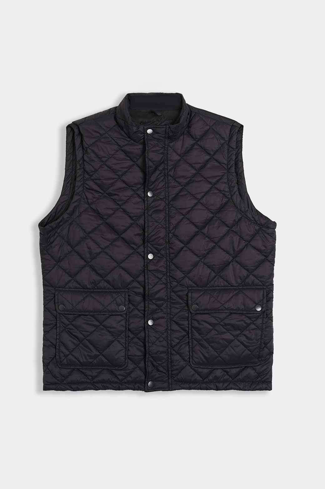 BLACK LIGHTWEIGHT QUILTED GILET