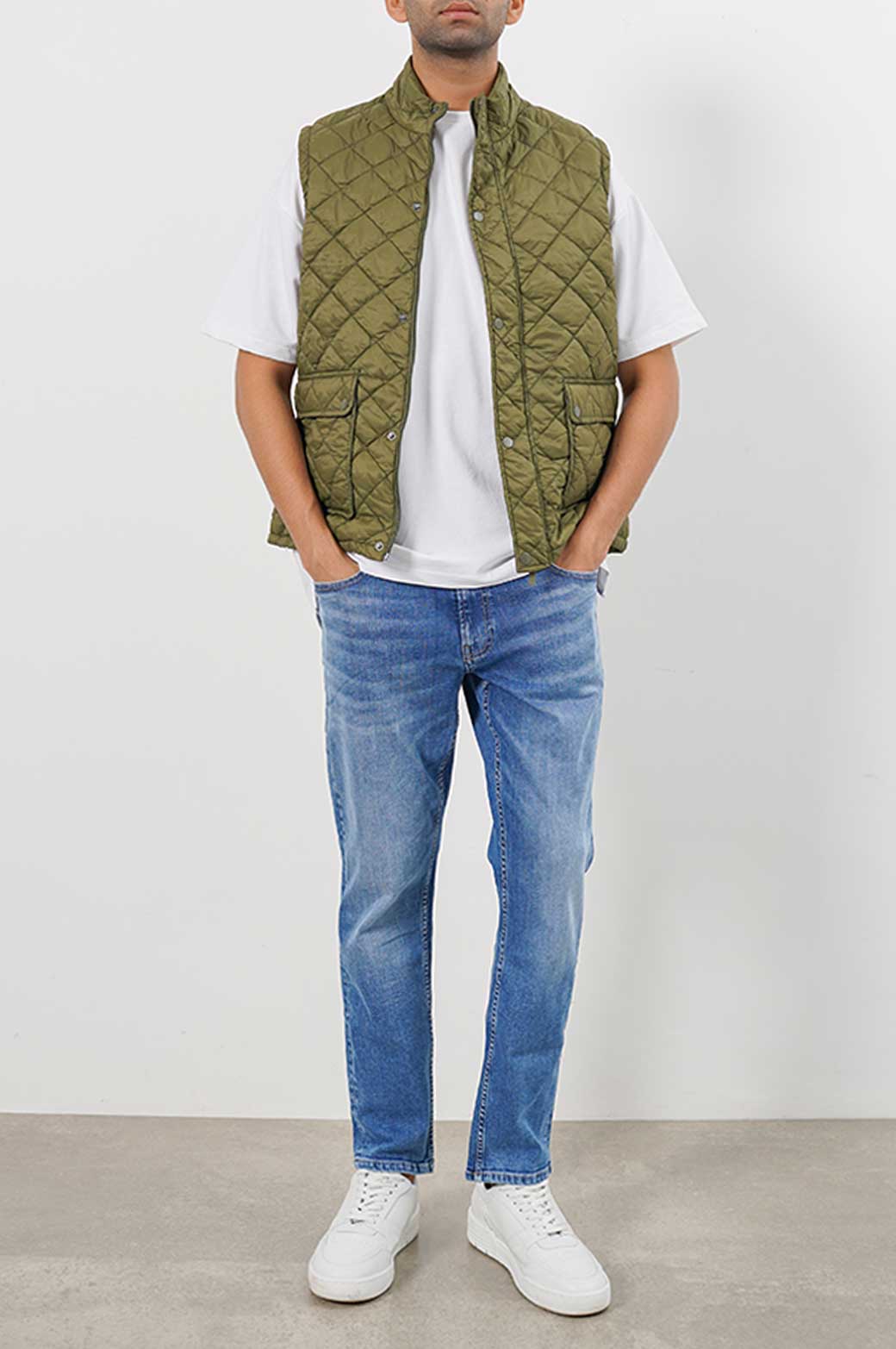 OLIVE LIGHTWEIGHT QUILTED GILET