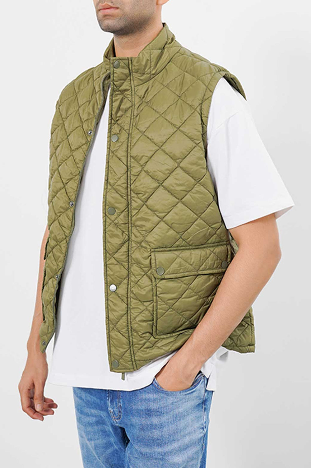 OLIVE LIGHTWEIGHT QUILTED GILET