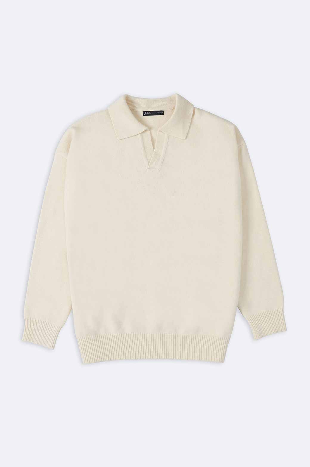 RELAXED POLO SWEATER Lama Retail