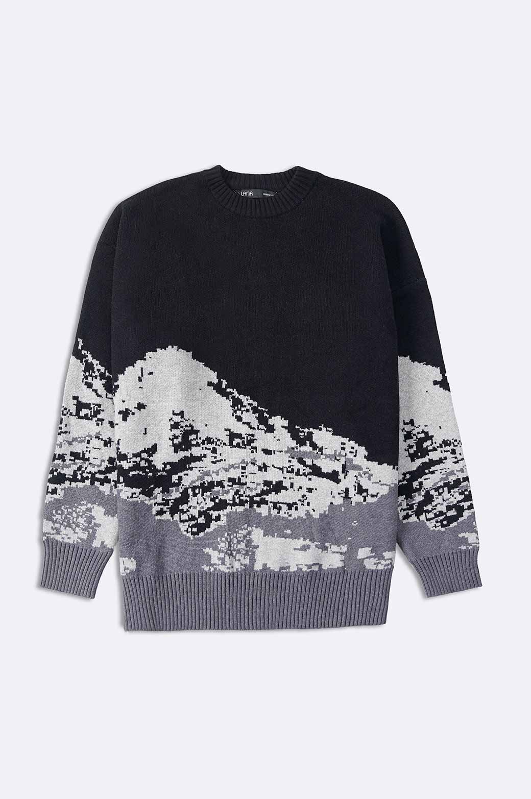 BLACK RELAXED ABSTRACT SWEATER
