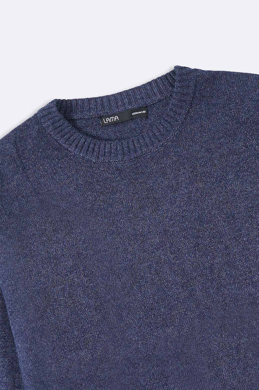 MELANGE NAVY RELAXED CREW NECK SWEATER