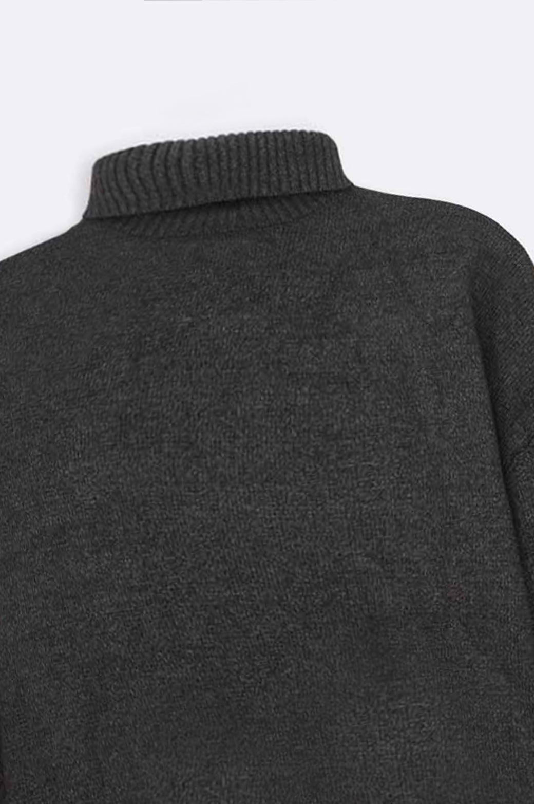 MELANGE BLACK RELAXED HIGH NECK SWEATER