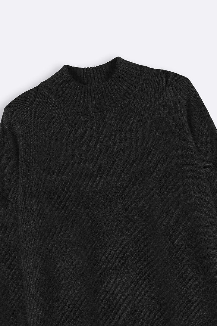 BLACK HIGH CREW JUMPER