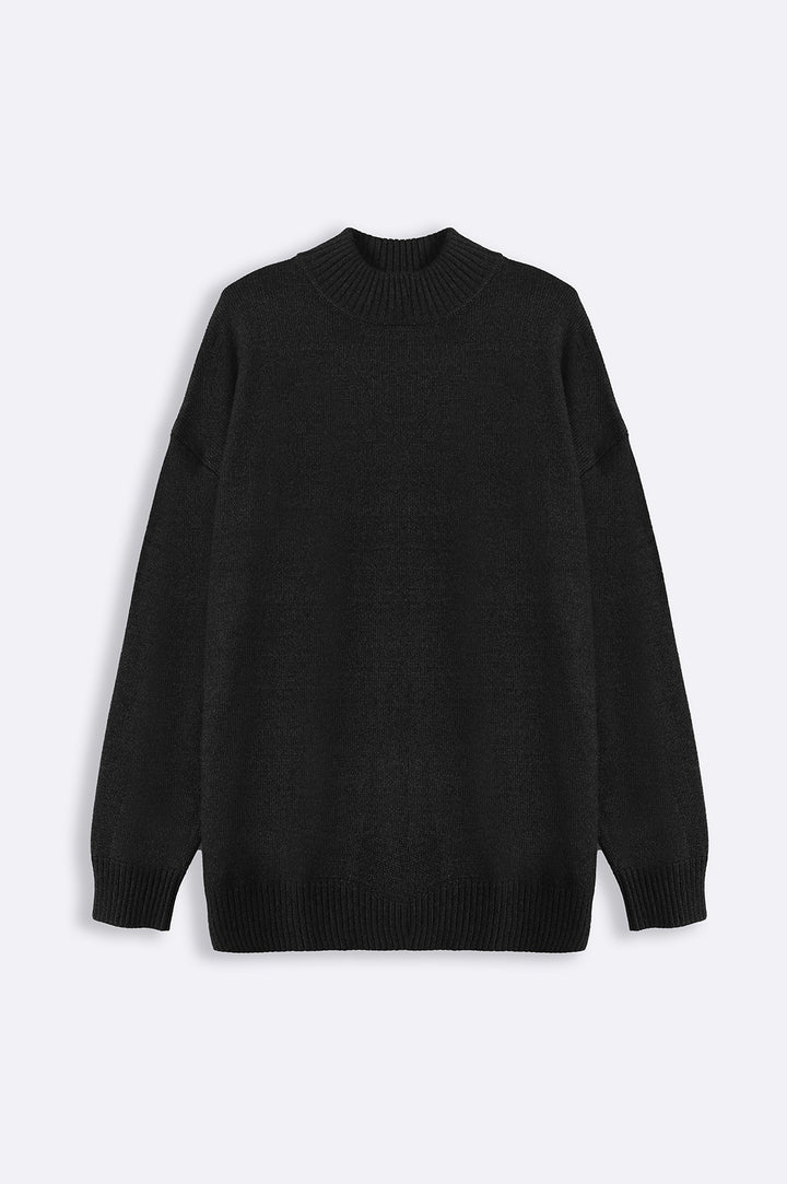 BLACK HIGH CREW JUMPER