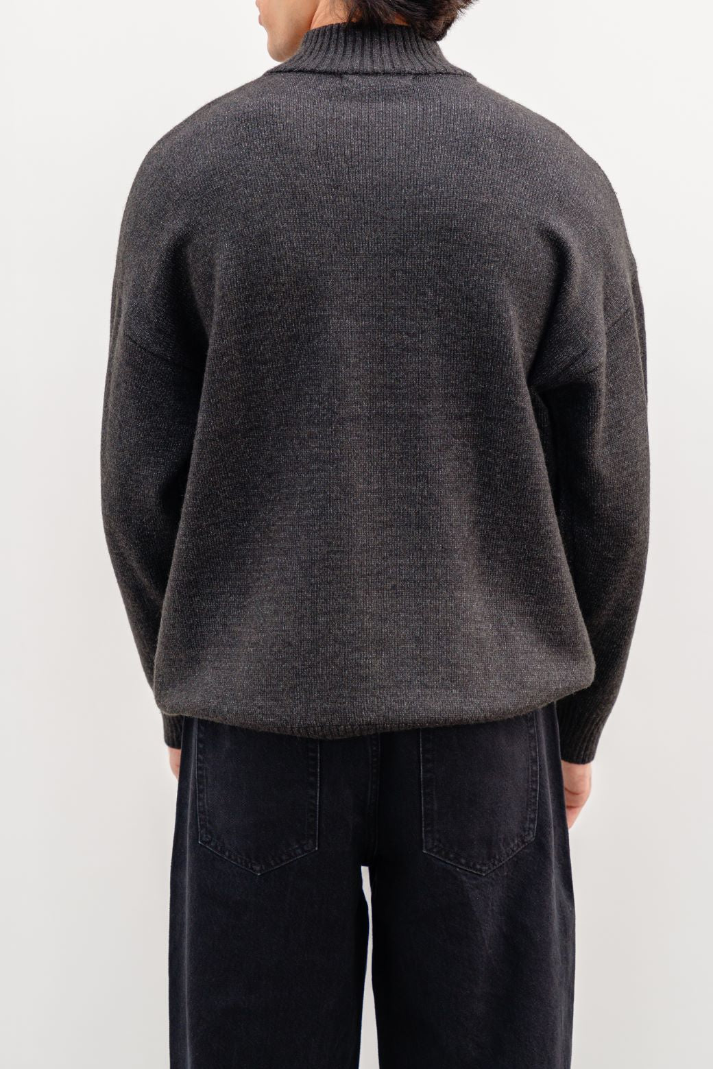 CHARCOAL HIGH CREW JUMPER