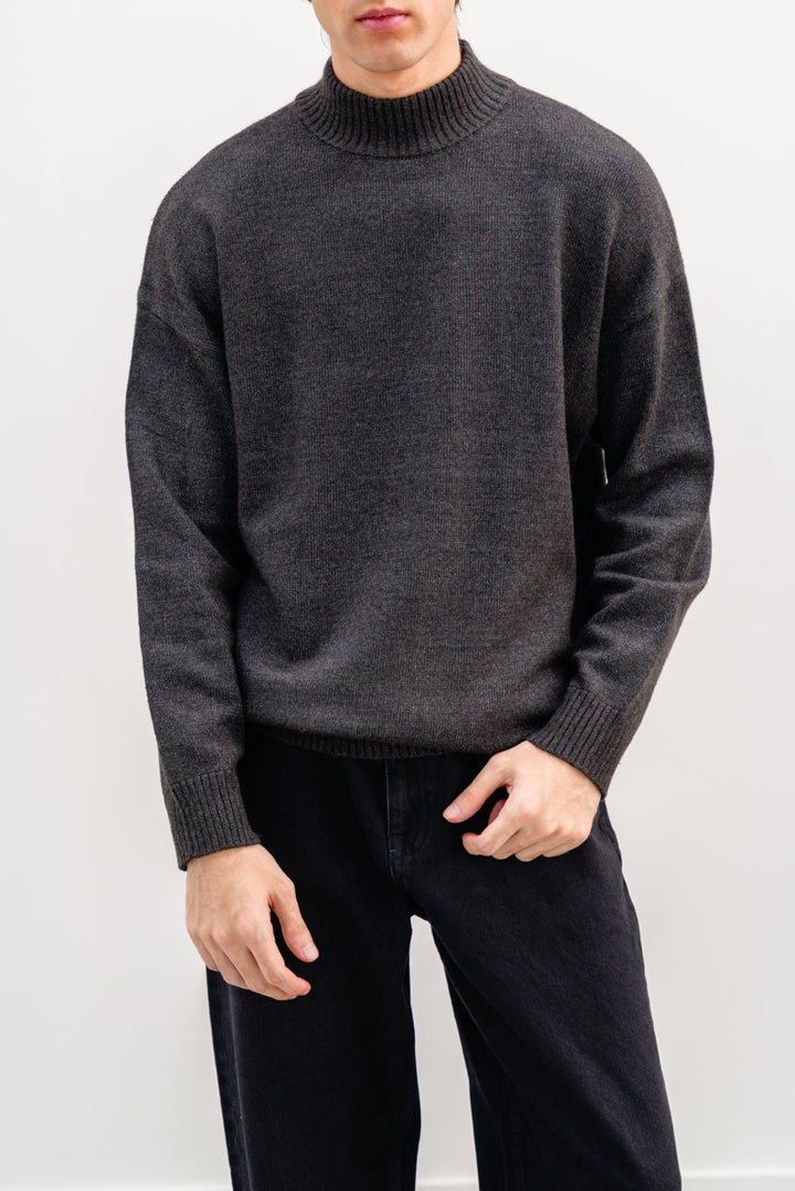 CHARCOAL HIGH CREW JUMPER