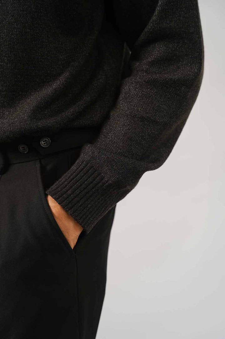 CHARCOAL RELAXED MOCK NECK SWEATER