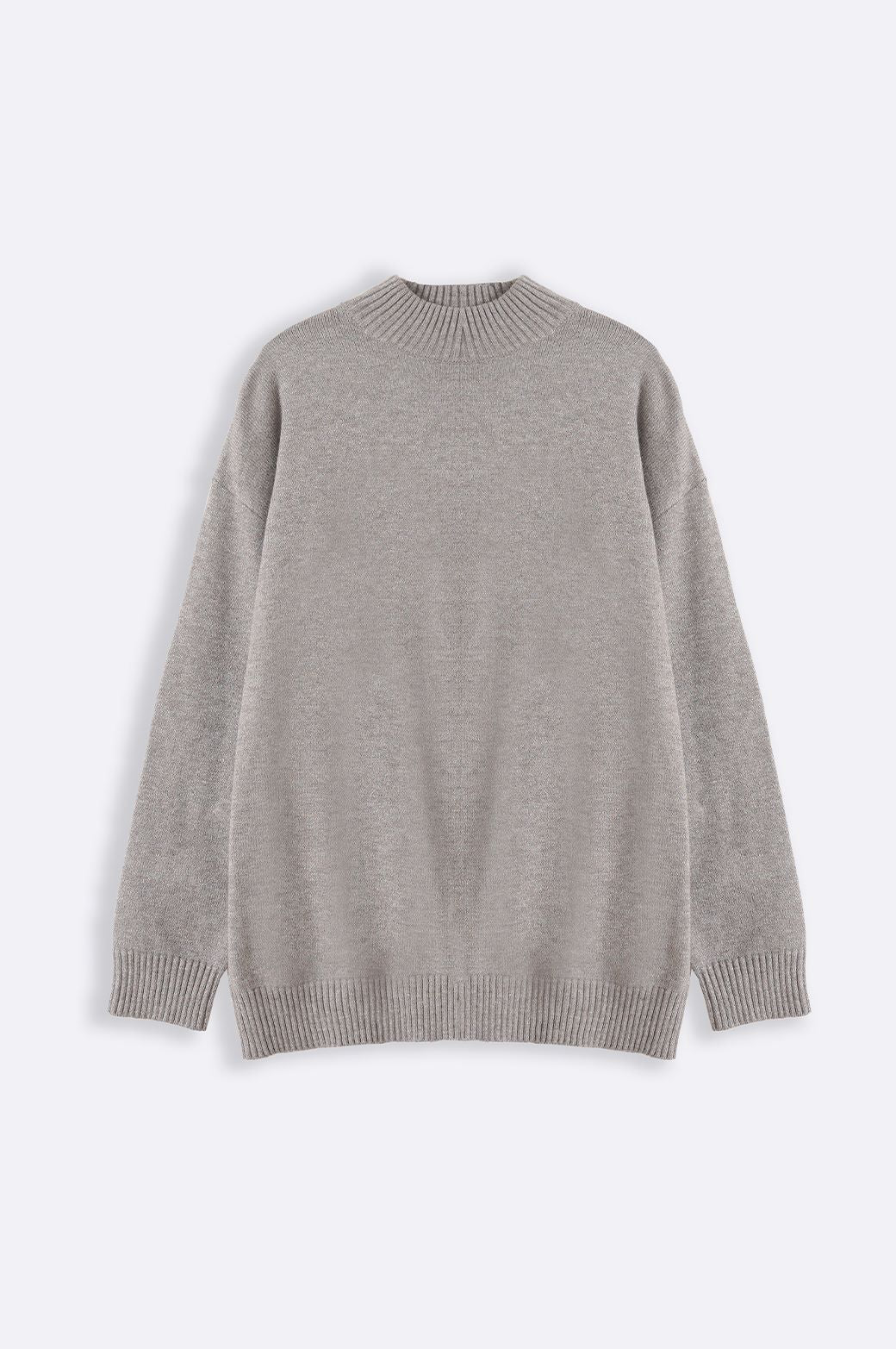 HEATHER GREY HIGH CREW JUMPER