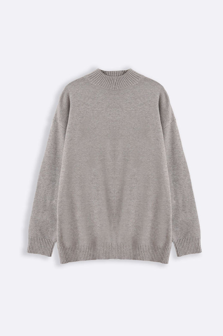 HEATHER GREY HIGH CREW JUMPER