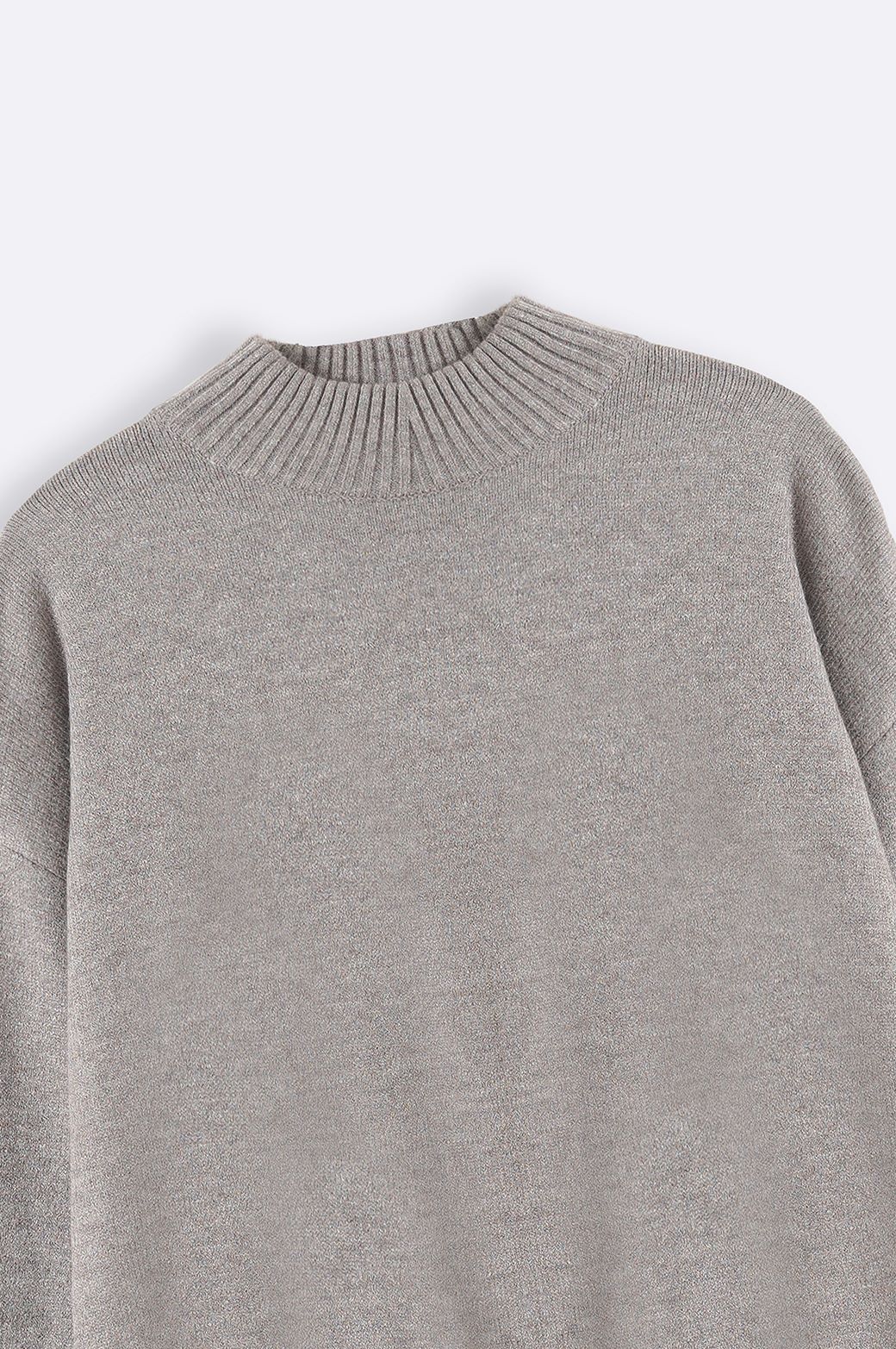 HEATHER GREY HIGH CREW JUMPER