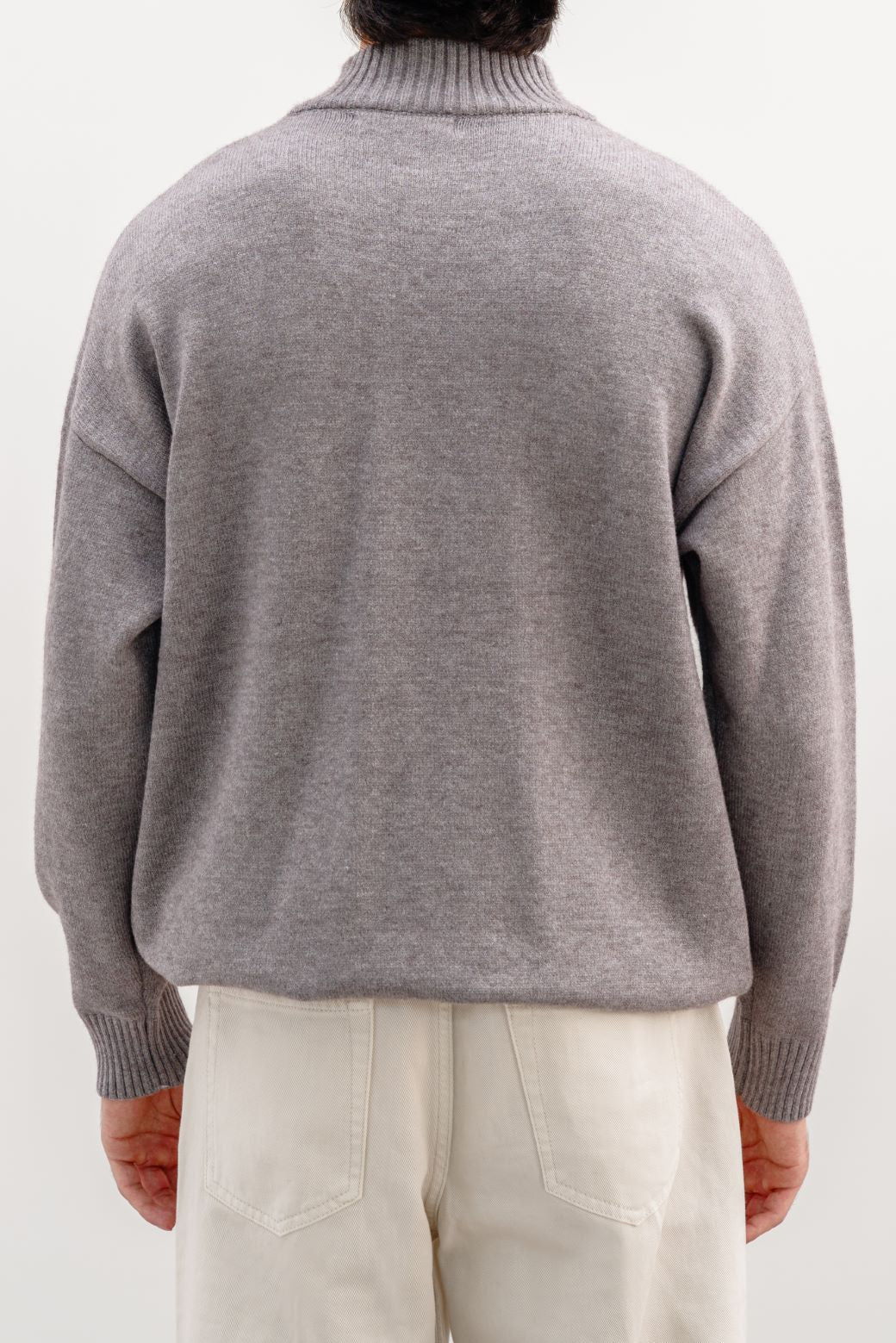 HEATHER GREY HIGH CREW JUMPER