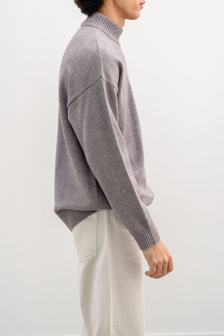 HEATHER GREY HIGH CREW JUMPER