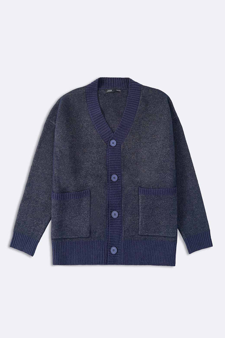 MELANGE NAVY RELAXED CARDIGANS