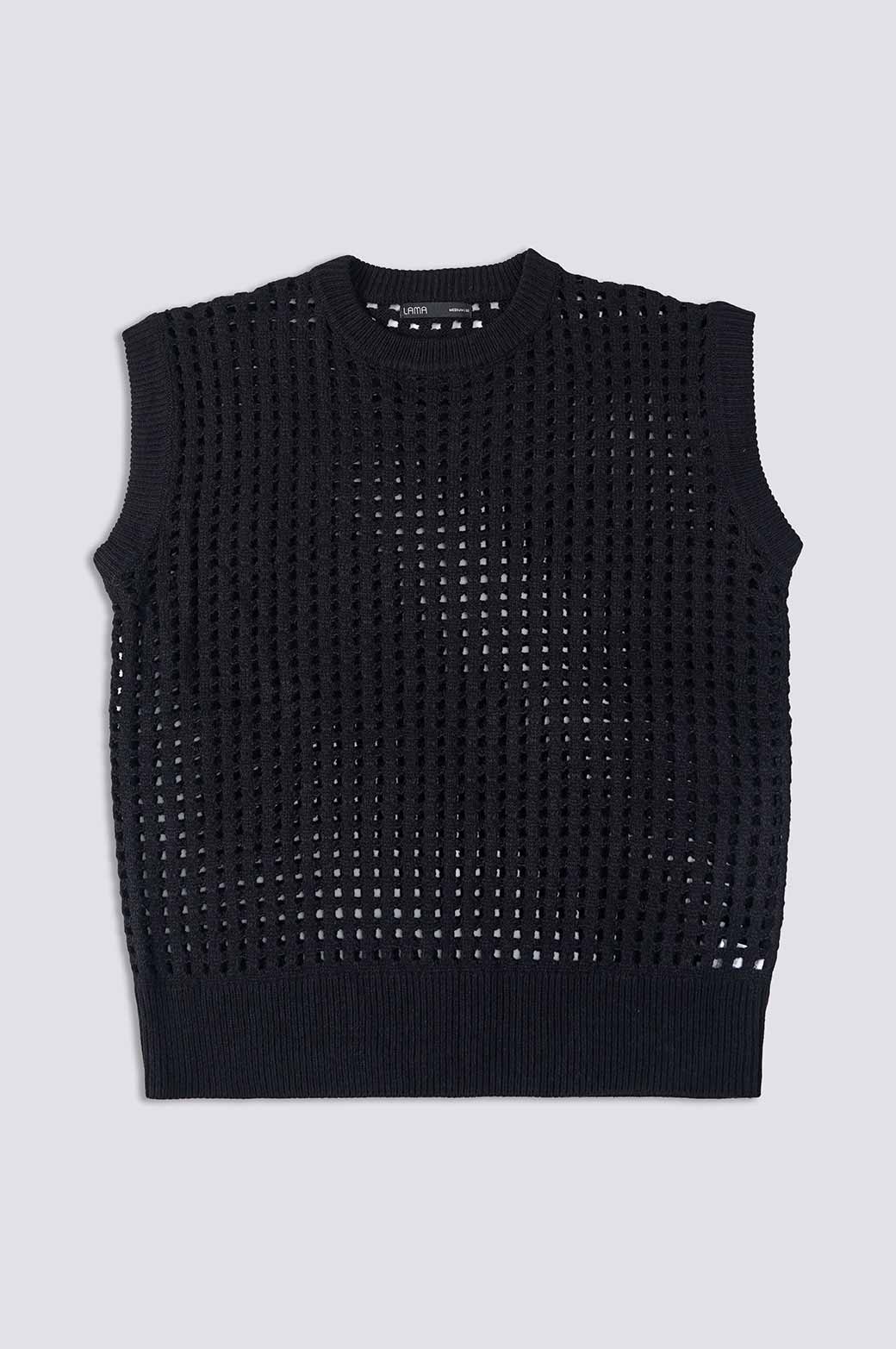 BLACK RELAXED MESH VEST