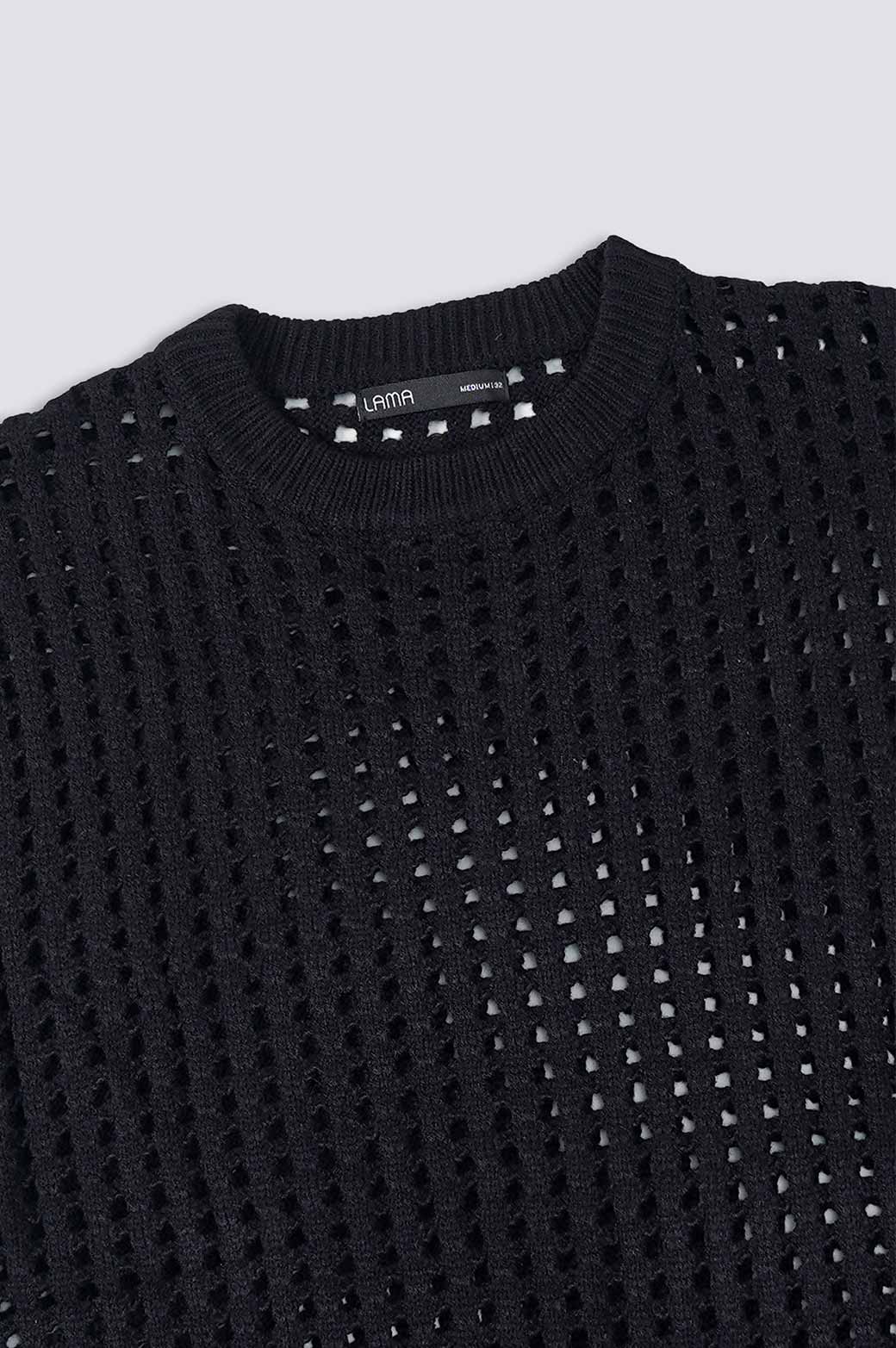 BLACK RELAXED MESH VEST
