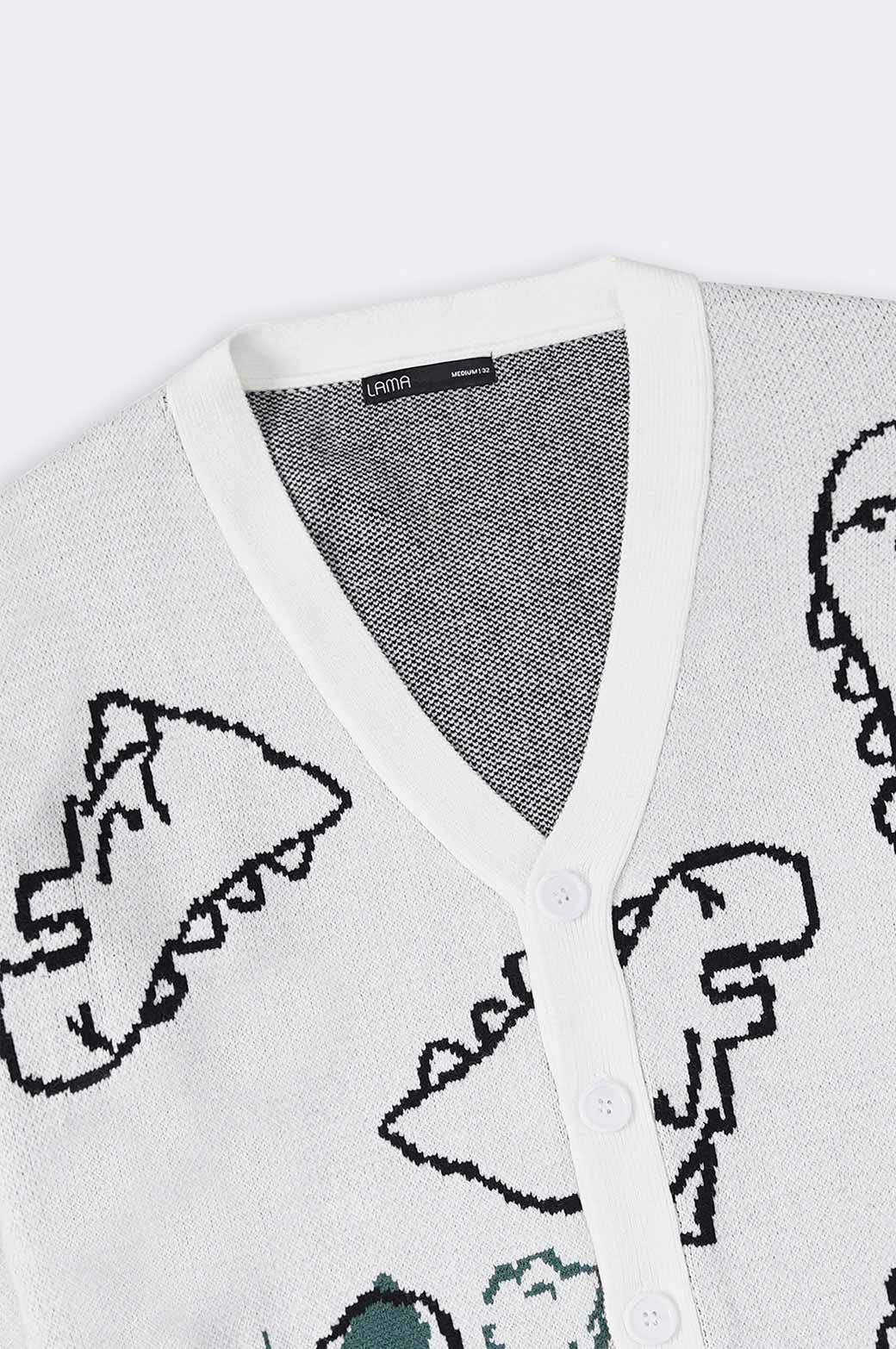 CREAM RELAXED GRAPHIC CARDIGAN