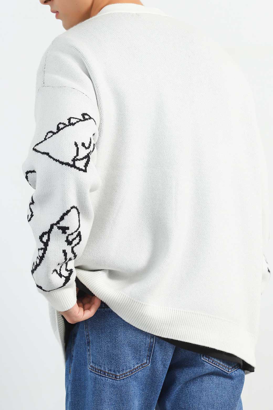 CREAM RELAXED GRAPHIC CARDIGAN