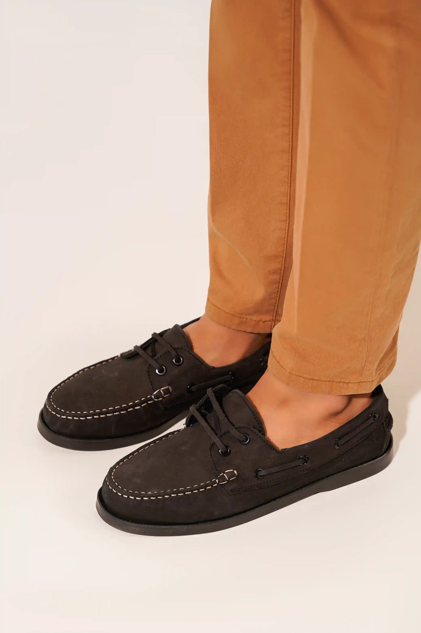 Black Man Suede Boat Shoes