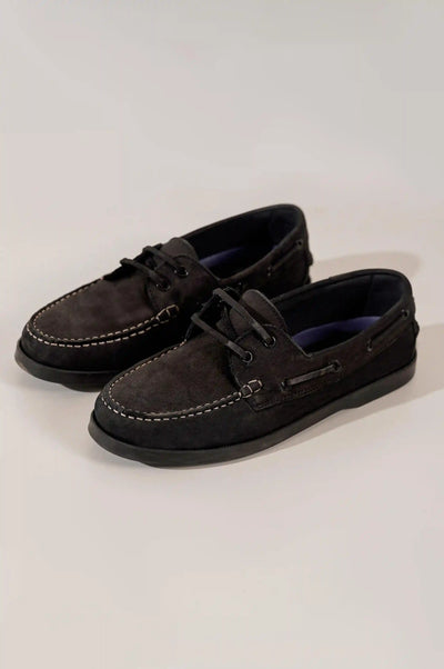 Black Man Suede Boat Shoes