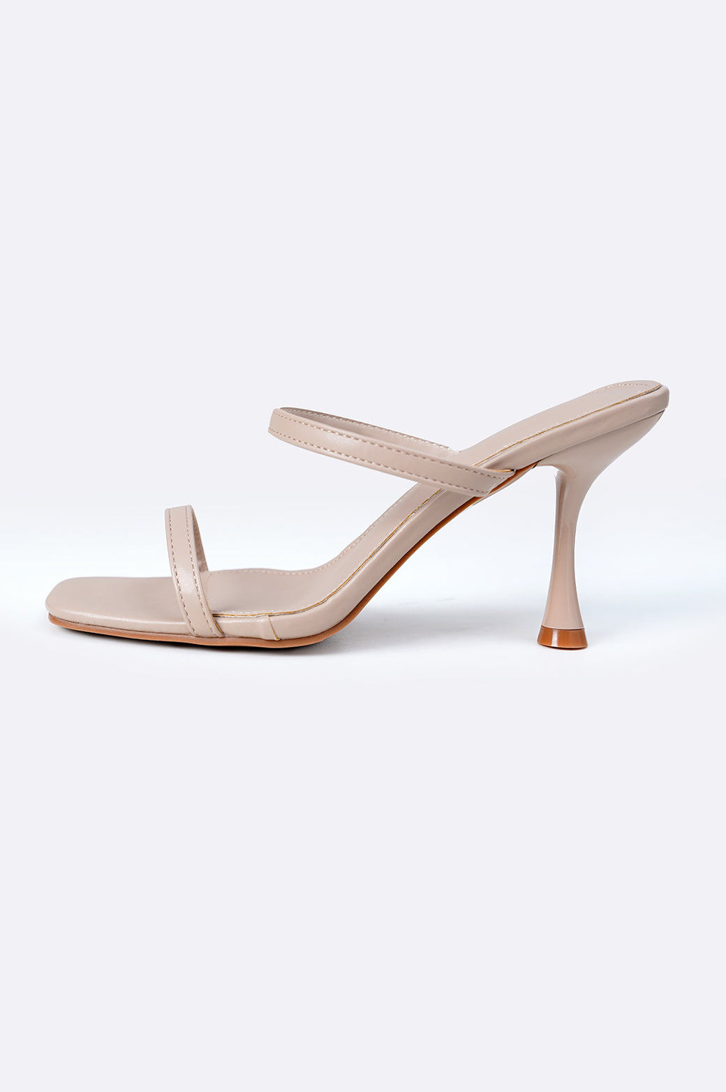 BEIGE STRAPPY HEELED SLIDE