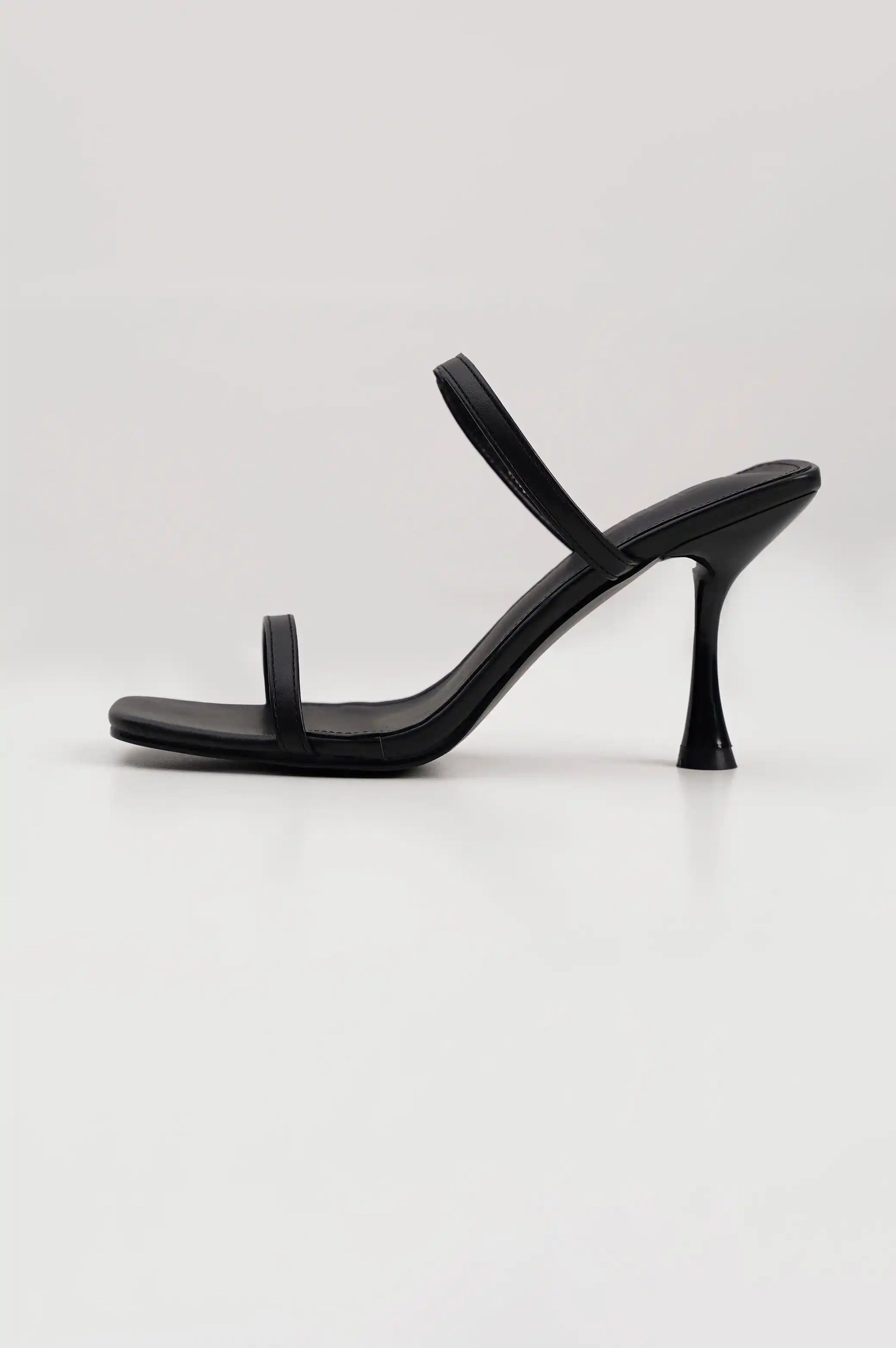 BLACK STRAPPY HEELED SLIDE