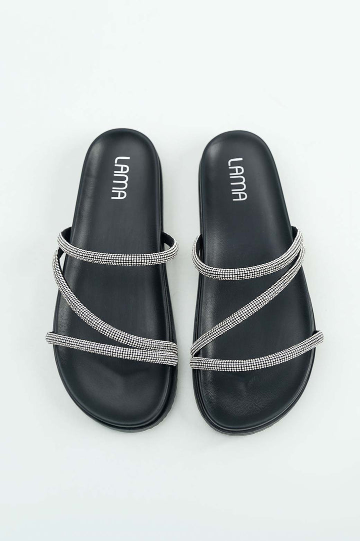 BLACK SOFT RHINESTONE SLIDE