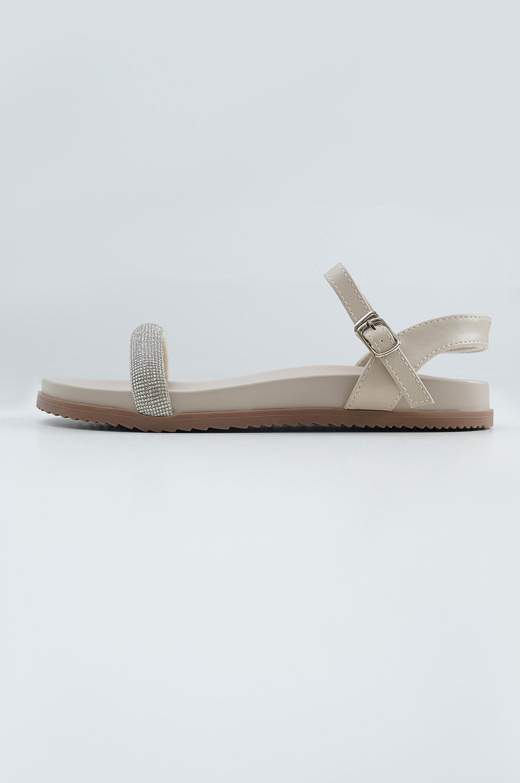 BEIGE SOFT CRYSTAL STRAP SANDAL