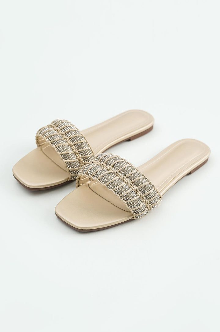 LIGHT GOLD CRSYTAL ROPE FLATS