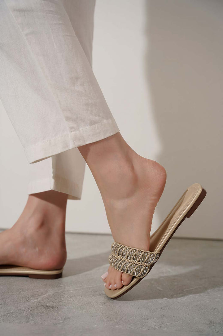 LIGHT GOLD CRSYTAL ROPE FLATS