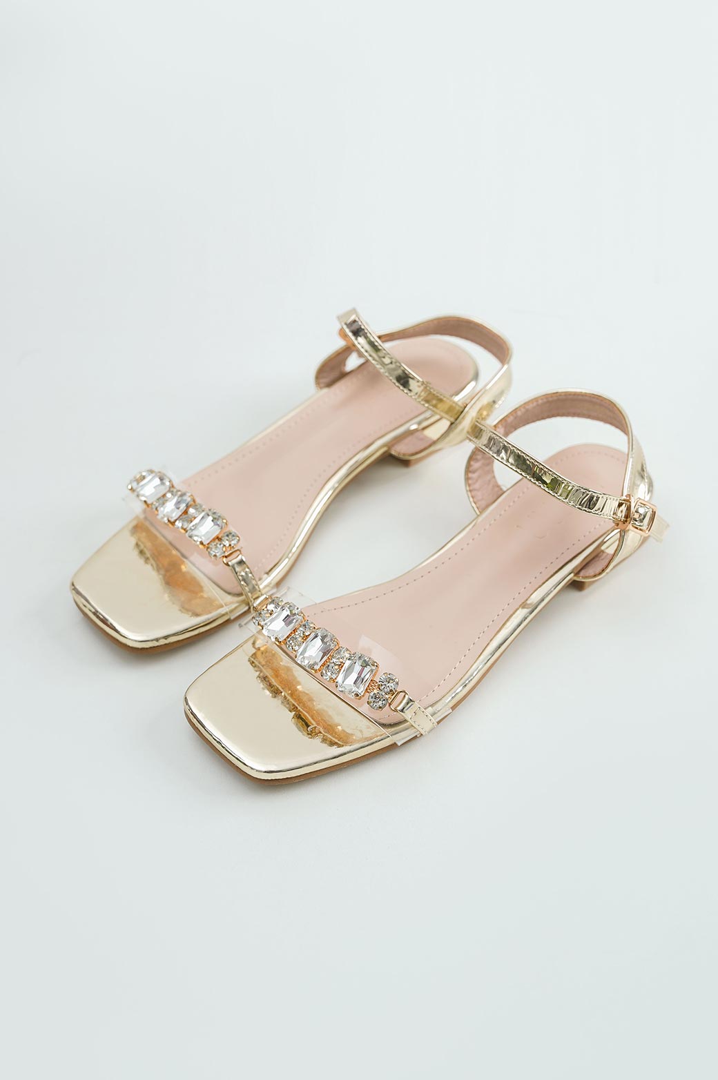 LIGHT GOLD BLOCK HEELED SANDAL
