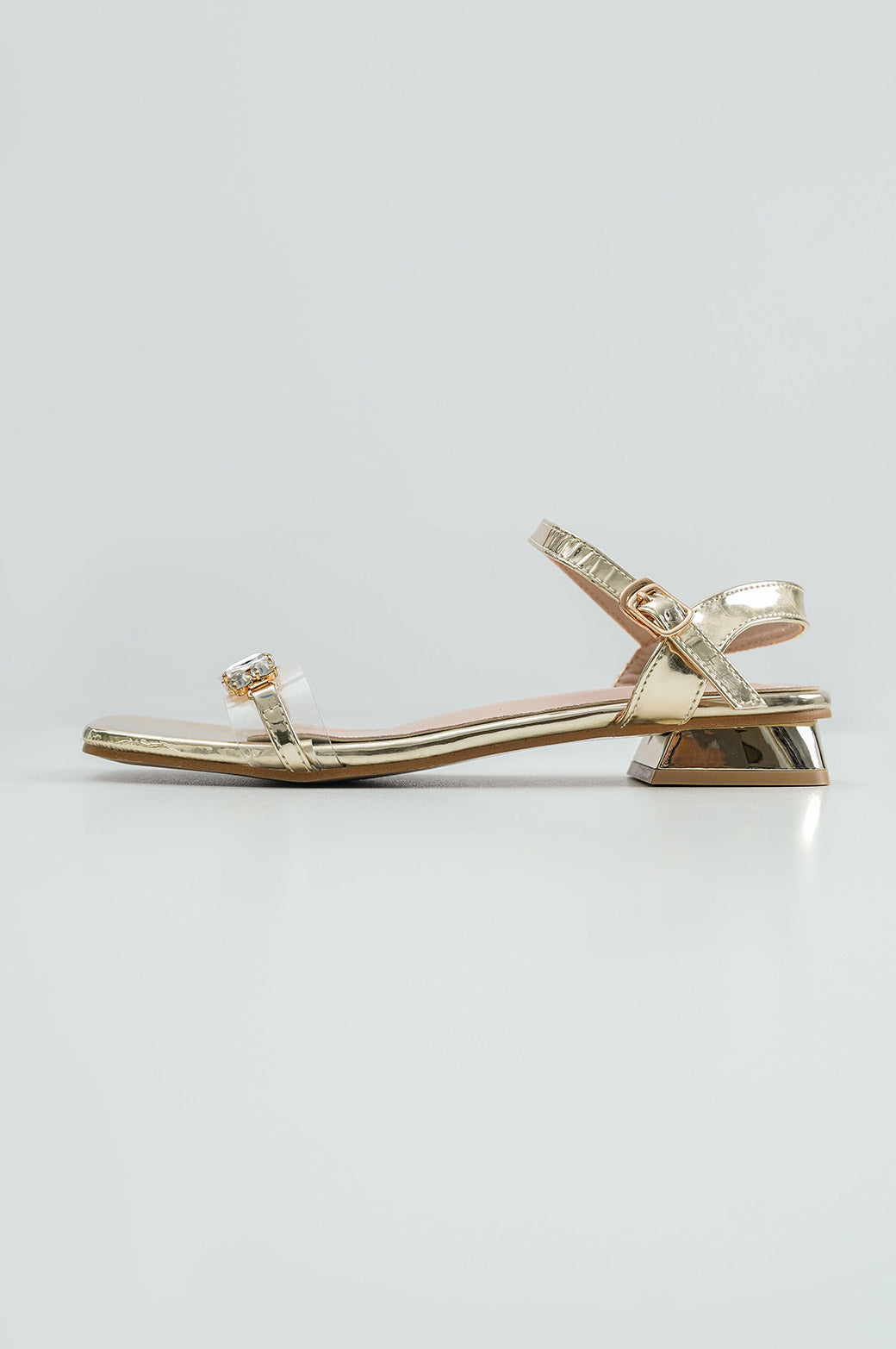 LIGHT GOLD BLOCK HEELED SANDAL