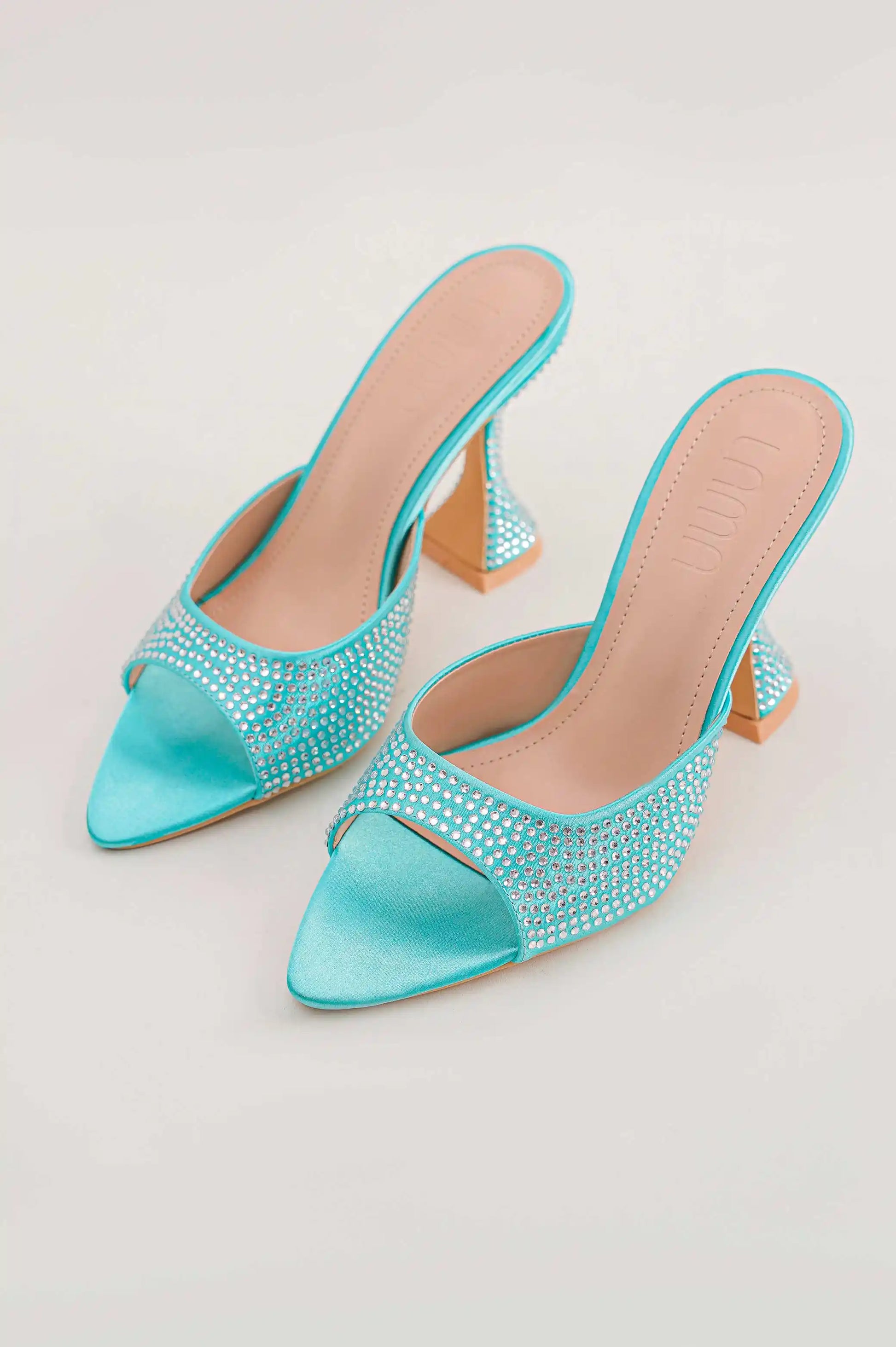AQUA RHINESTONE HEELS