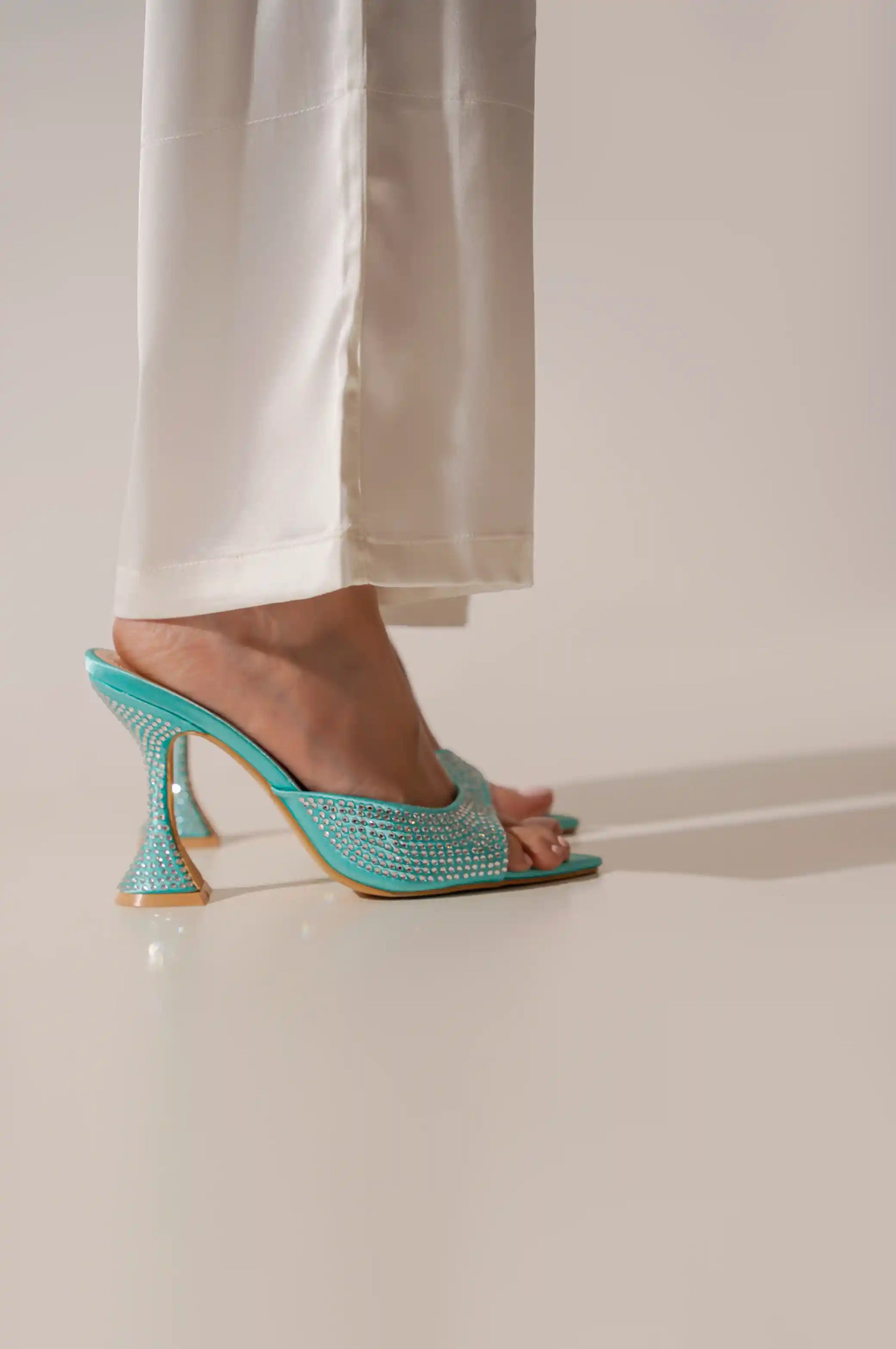 AQUA RHINESTONE HEELS