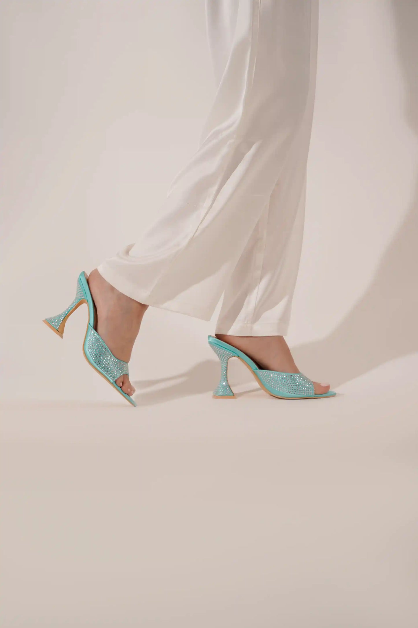 AQUA RHINESTONE HEELS