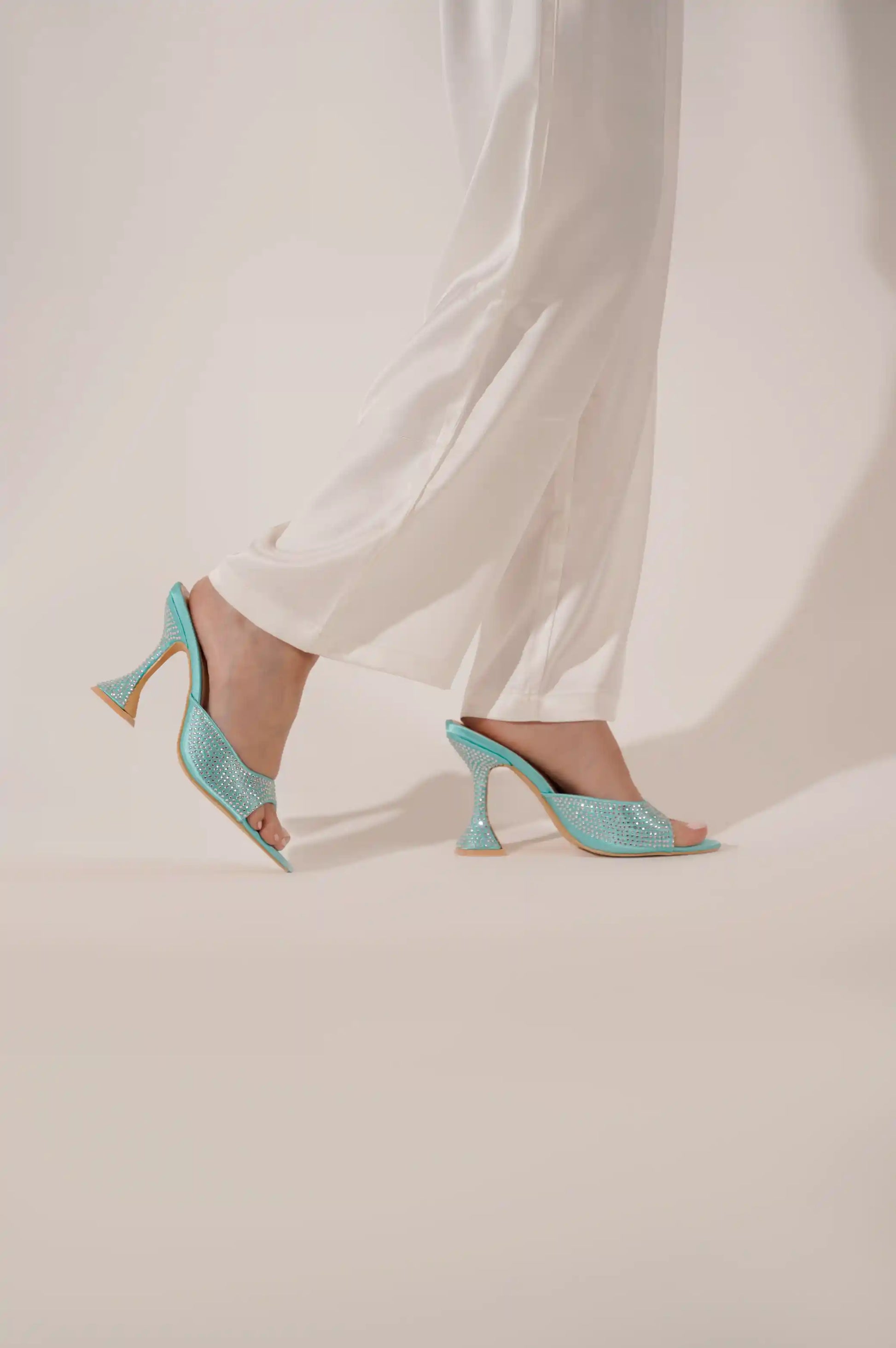 AQUA RHINESTONE HEELS