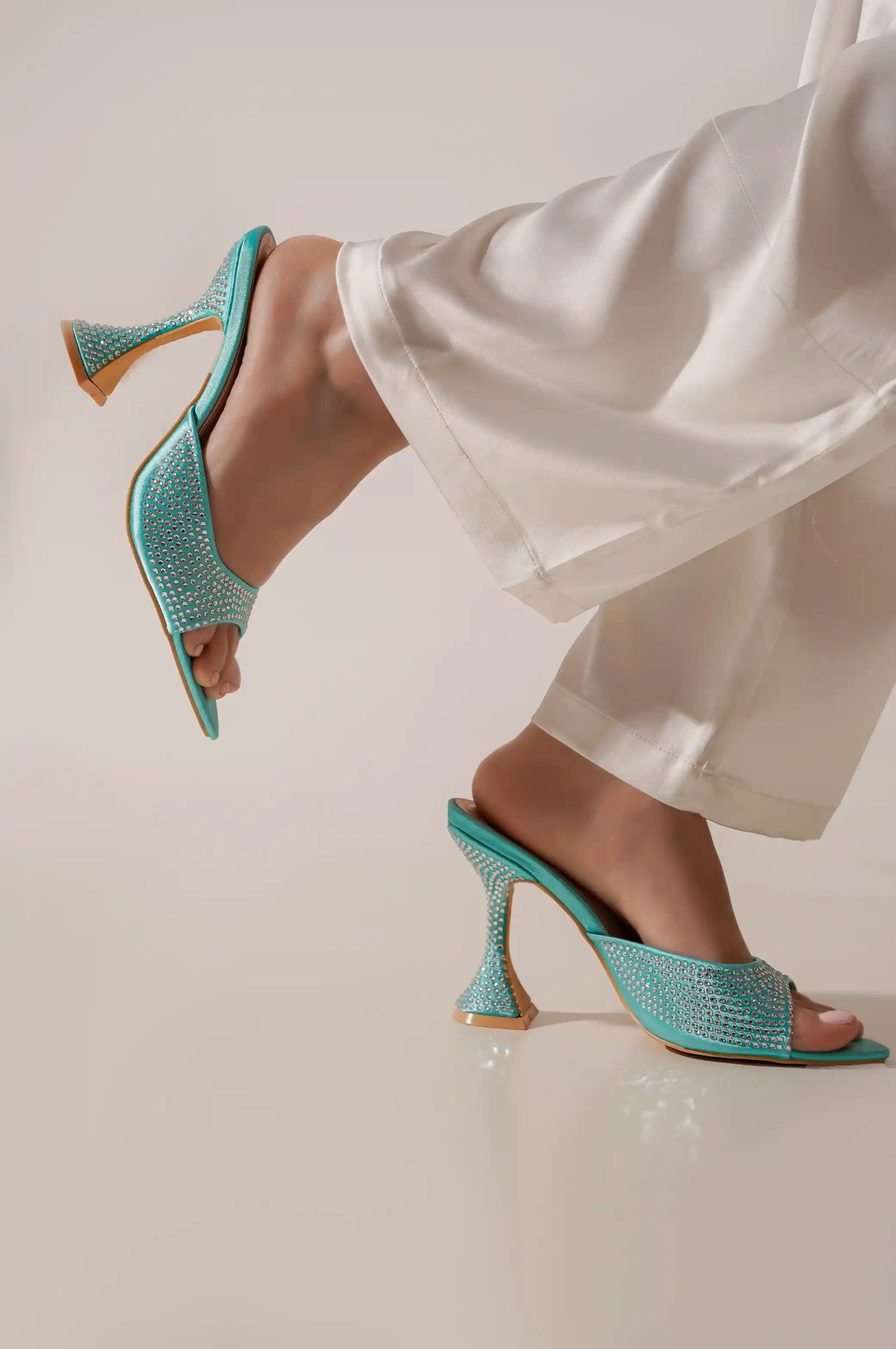 AQUA RHINESTONE HEELS