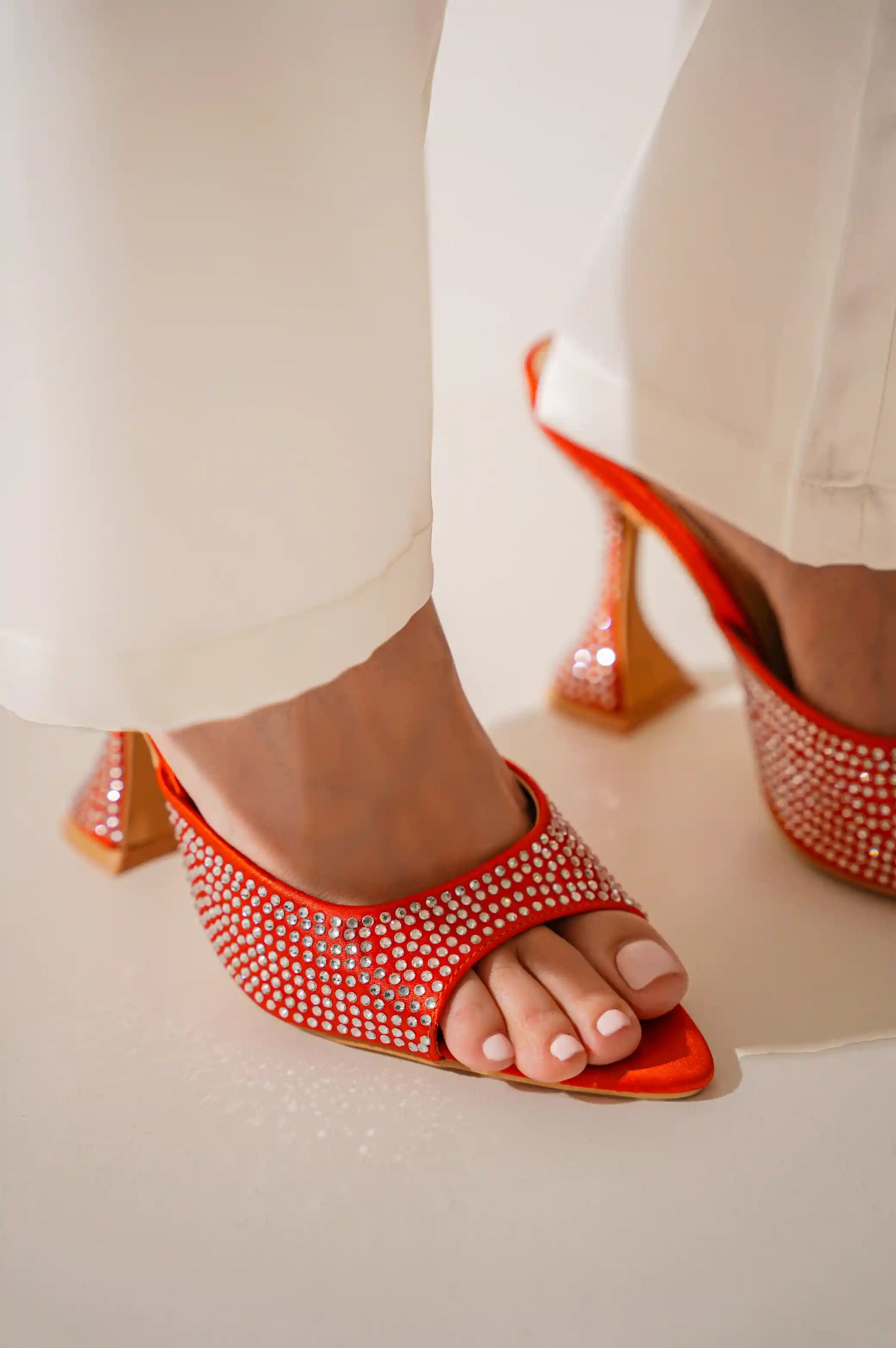 RUST RHINESTONE HEELS