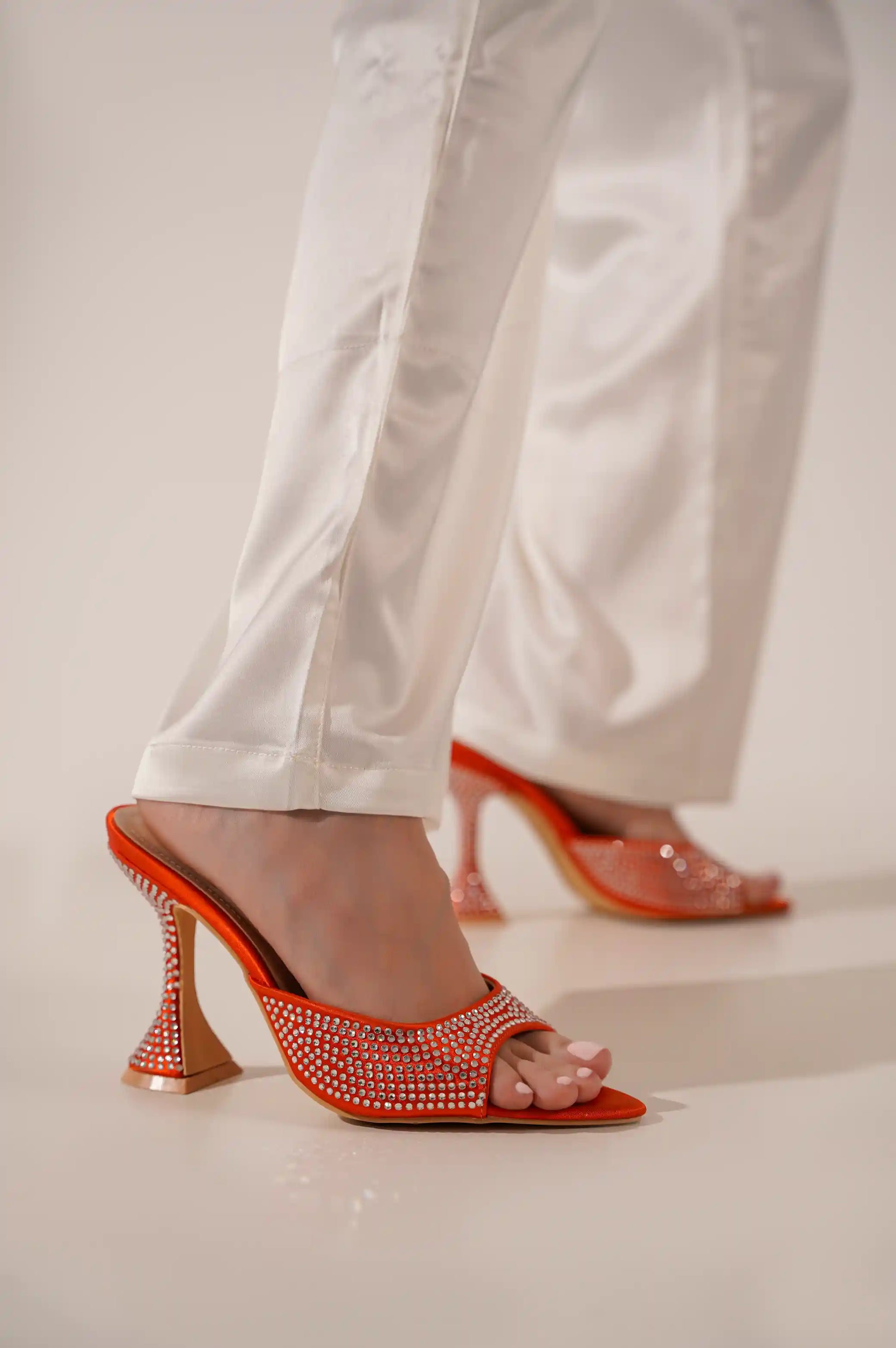 RUST RHINESTONE HEELS