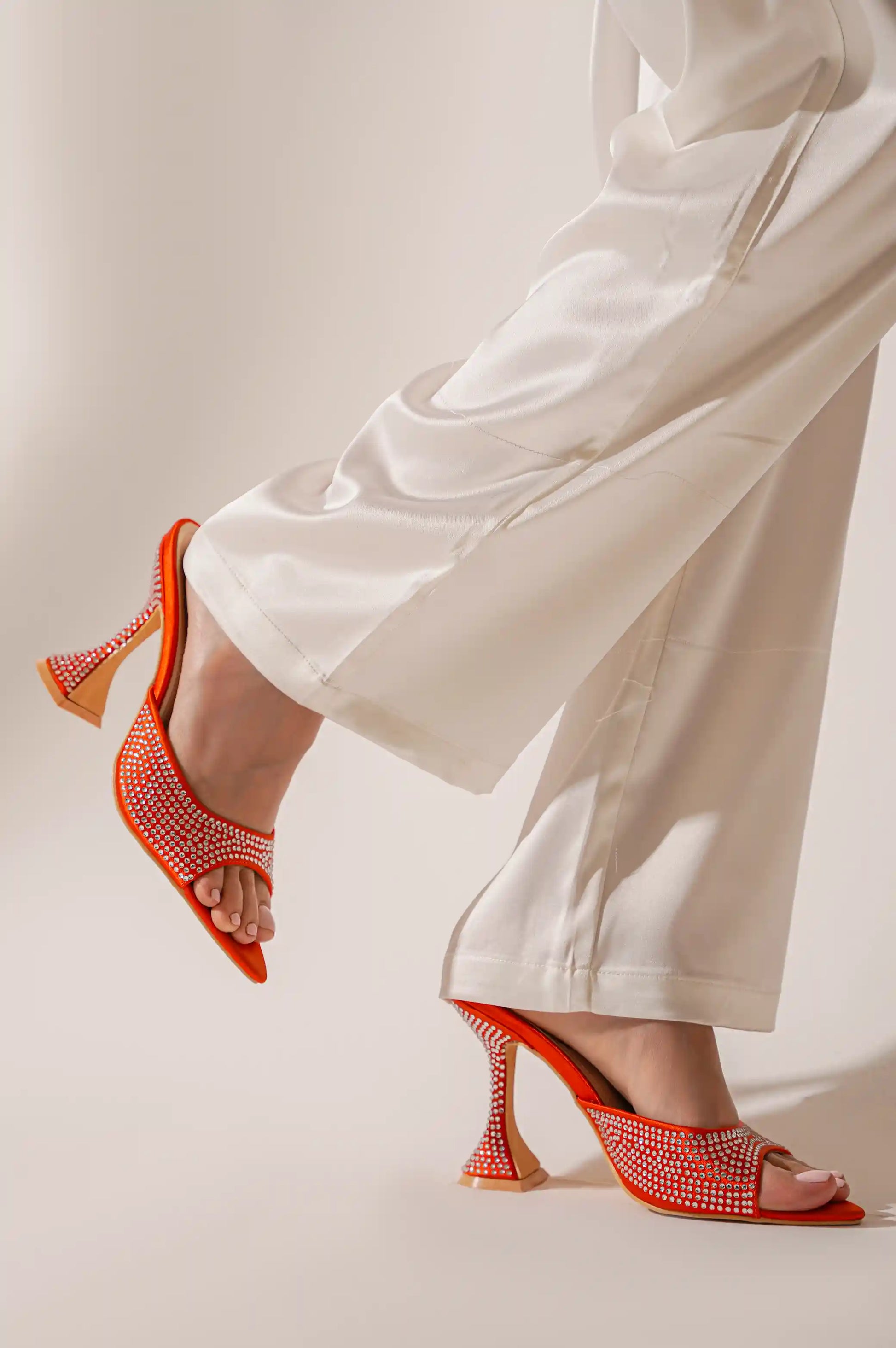 RUST RHINESTONE HEELS